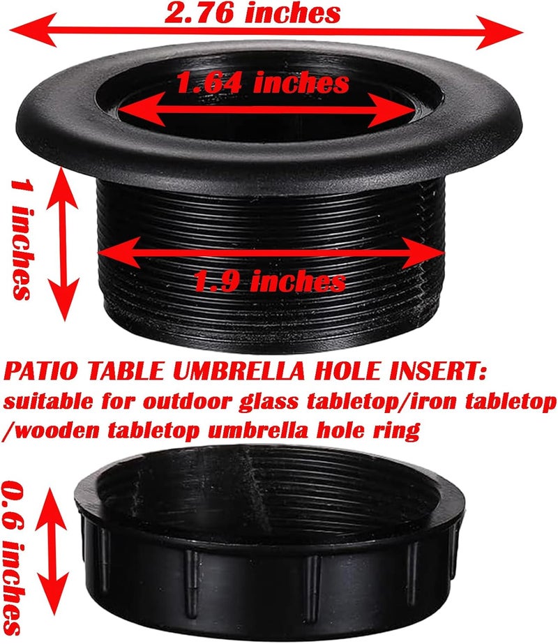 UpinFun Patio Table Umbrella Hole Ring Plug Cap Set for Outdoor Parasol Table Hole Cover Insert Pole Replacement Stabilizer Parts Black - Image 3
